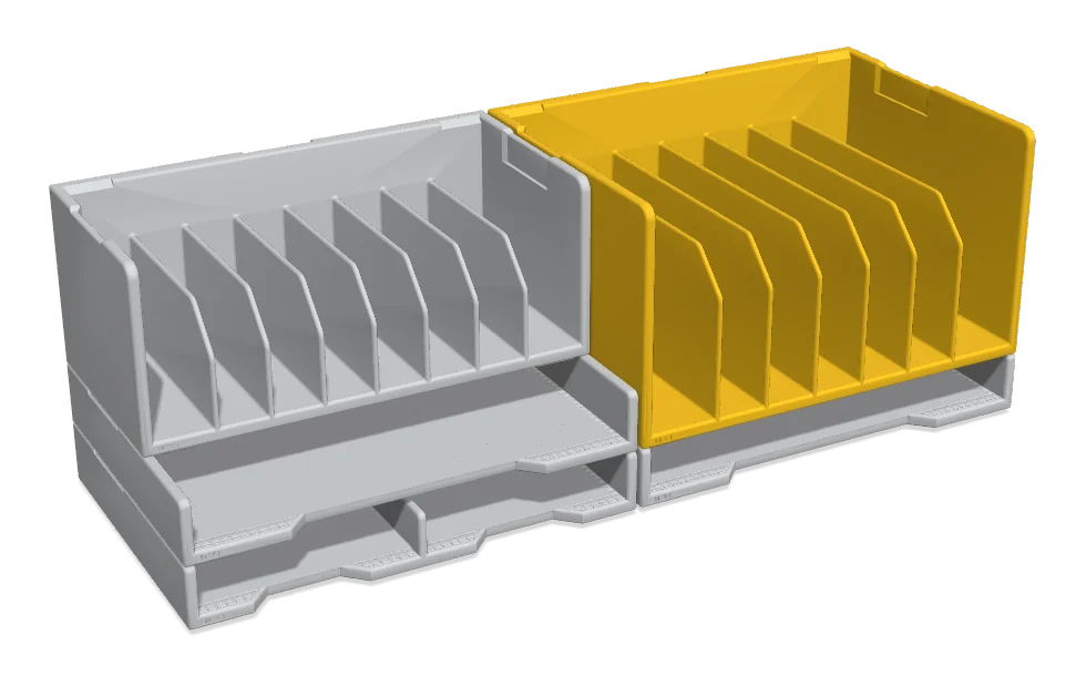 Set of voucher compartments in light grey with BF 7 in yellow