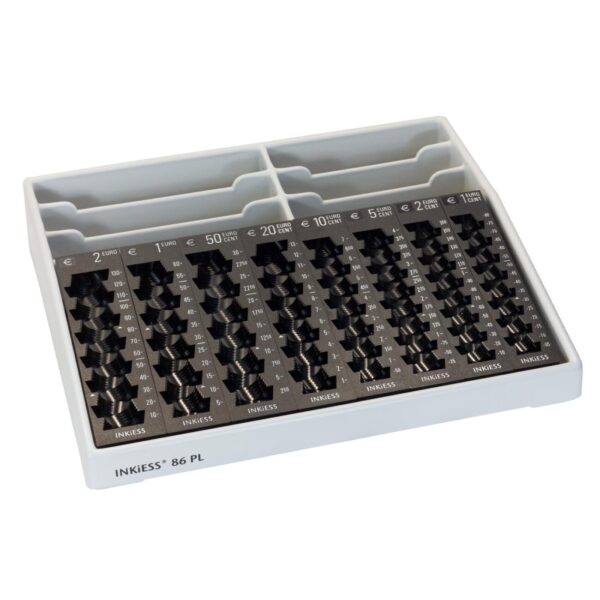 Euro coin sorter tray with labels