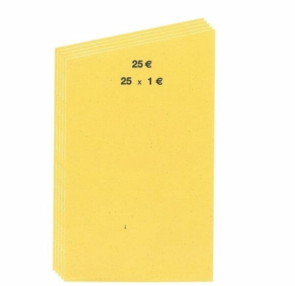 Coin roll paper 50 sheets 1 EURO yellow
