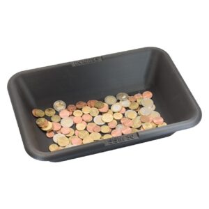 Assorted coins in a cash tray.